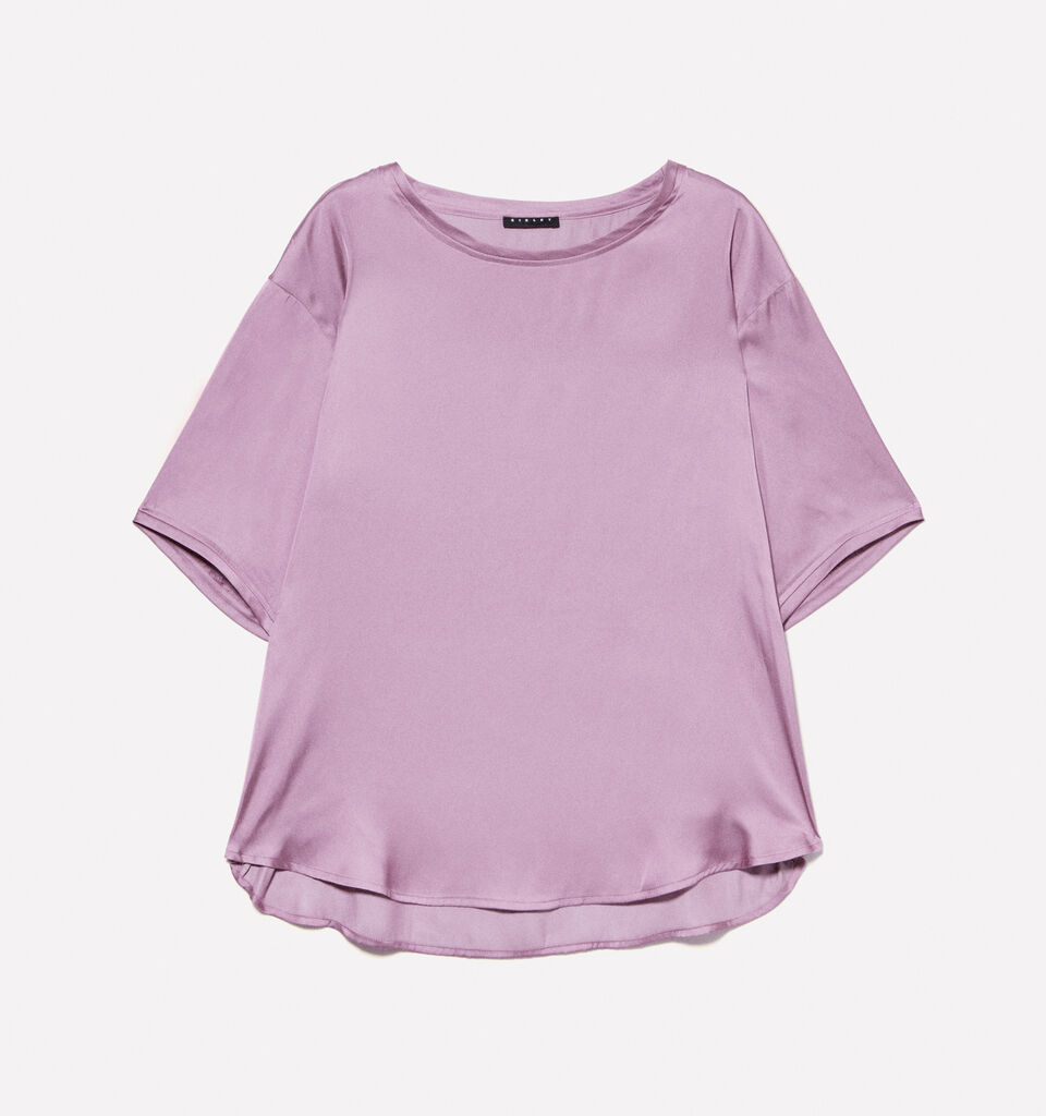 Übergroße Bluse aus malvenfarbenem Satin - blusen für damen - Flieder | Sisley image number 4